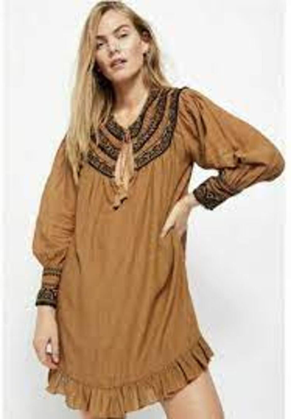 NWT Free People Women Embroidered Mini Dress Boho Cottage Oversized Small